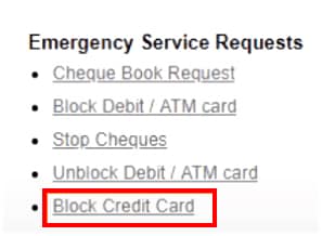 Block ICICI Credit Card Net Banking Step 2